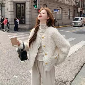 블랙팬서 여성용 톱 쇼트 램스울 레이스 코트 OPH1