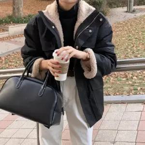 블랙팬서 여성용 캐주얼 빈티지 램스울 안스트링 코트 카고풍 OPH1