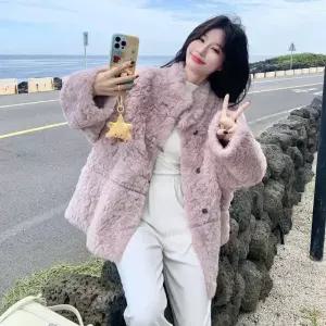 블랙팬서 분홍 여자 코트 램스울 OPH1