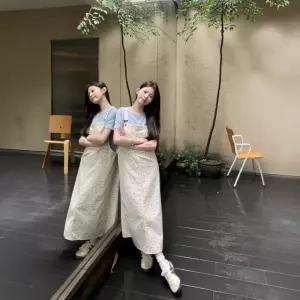 여성 데님 멜빵 스커트 이른 봄 캐주얼 일자 원피스 I24Z1G OP3