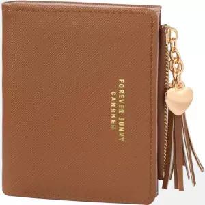 KOTORA 여성용 작은 지갑 소녀용 슬림 예쁜 미니 카드 홀더 사랑 펜던트와 태슬이 달린 얇은 짧은 지퍼