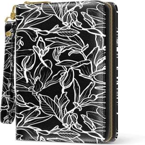 니픽샤 여성 지갑 RFID 손목시계 귀여운 대형 신용카드 클러치 지퍼 및 휴대폰 홀더가 있는 가죽 블랙