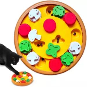 브라이트킨스 피자 파티 간식 퍼즐 - 인터랙티브 개 장난감 및 슬로우 피더 고양이를 위한 농축 사료