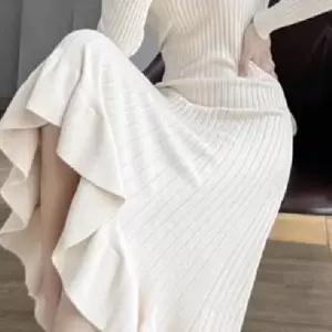 [SBD] 여성 밑단프릴 원피스 롱 니트 골지 LD0199