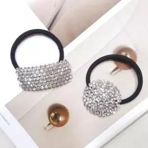 [반려] 머리끈 명품 큐빅 로우번 브로치 머리 포니테일 스퀘어 라운드 국산 짱짱한 고무줄 헤어