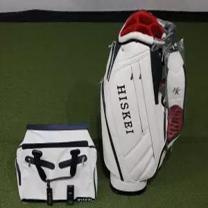 중고 최신형 H I S K E I 히스키 정품 골프백 세트 (캐디백 , 보스턴백) 화이트.