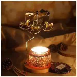 로맨틱 회전 캔들모빌 6종 원목트레이 마그넷 캔들 홀더 분위기