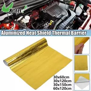 호환  UXCELL 자동차 열 슈라우드 알루미늄 열 실드 매트 배리어 커버 보호 유리 섬유 골드 톤 골드 30x60c