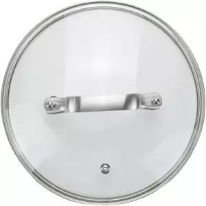 프라이팬 교체용 8인치 투명 유리 냄비 뚜껑은 스테인리스 스틸 아치 브리지 손잡이 매트 실버로