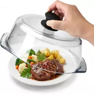 업그레이드 실리콘 손잡이와 세라믹 나사가 있는 음식용 FikaNook 새로운 유리 전자레인지 스플래터 커버