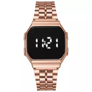 새로운 디지털 디스플레이 LED 터치 시계 여성용 전자 로즈 골드 실버 남성용 레트로 스타일