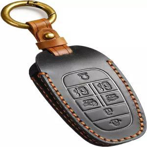 키체인 정품 가죽 자동차 키포브 케이스 쉘 홀더가 장착된 현대 커버용 2024년형 쏘나타 산타페 투손