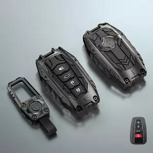 OLLEN Mech 스타일 헤비 메탈 키 포브 커버 도요타 4 버튼 아연 합금 자동차 케이스 내구성 있는 보호