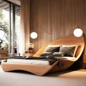 곡선 프레임 디자인 침대 원목 크리에이티브 스페셜 프레임