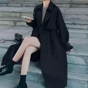 여성 심플 데일리 롱 자켓 가을 베이직 아우터 간절기 더블 빅카라 트렌치코트