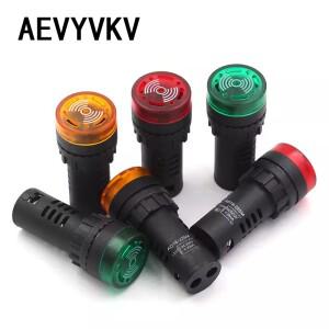 AD16-22SM LED 액티브 부저 경고음 표시기, 플래시 신호 라이트 레드, 적색, 녹색, 황색, 12V, 110V, 220V