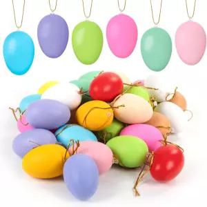 나무에 매달린 부활절 달걀 장식용 32개 야외 소형 플라스틱 미니 손으로 칠한 공 DIY 공예 파티 홈 데코
