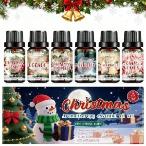 크리스마스 향수 오일 세트 디퓨저 캔들 만들기 비누 슬라임 홈 향을 위한 6팩 홀리데이 에센셜 여성 및