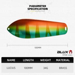 BLUX LUCIUS 전설 스푼 Fsihing 루어 34G 100MM 순수 황동 주조 느린 트롤링 금속 워블러 파이크베이스 미