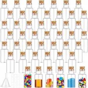 보콘 36 팩 미니 플라스틱 병 코르크 깔때기 물약 작은 투명 모래 예술 장식용 바이알 마녀 소원 생일 파티