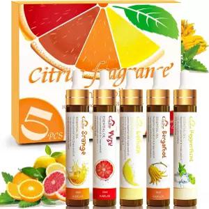 콤디안 에센셜 오일 세트 5개 디퓨저용 향수 가정용 양초 만들기 피부용 시트러스 스파용 레몬 베르가못
