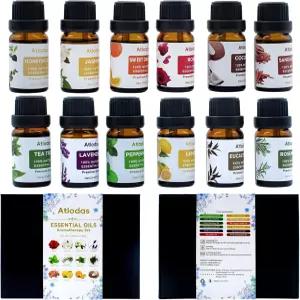 12 천연 에센셜 오일 세트 가정용 디퓨저용 향료 캔들 아로마테라피 라벤더 유칼립투스 티 트리 로즈