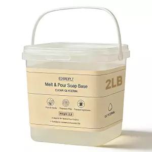 ED ALRAVESPLT 2파운드 투명 글리세린 비누 베이스 인 버킷 밀폐 재밀봉 뚜껑 습기 방지 프리미엄 용융 및