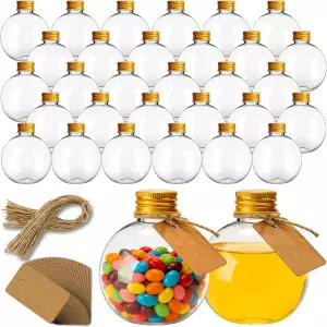 엔자묘 30개 6온스 공 모양 플라스틱 모래 예술 병 깔때기가 있는 구형 물약 DIY 결혼식 파티 크리스마스