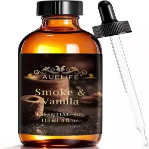 가정용 디퓨저를 위한 Auelife 4oz 스모크 바닐라 남성 에센셜 오일 양초 및 비누 만들기를 오래 지속되는