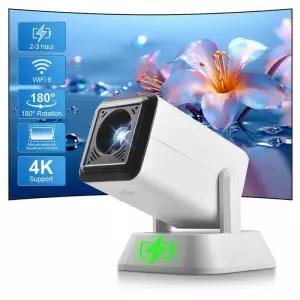 빔프로젝터 Salange 미니 프로젝터 Q7 야외 캠핑 영화 내장 배터리 WiFi6 화면 미러링 스마트 폰 비디오 휴