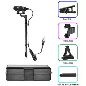 바이올린마이크 현악기 LOMEHO 3핀 4핀 미니 색소폰 마이크 35mm 휴대용 유선 콘덴서 바이올린 피아노 연주