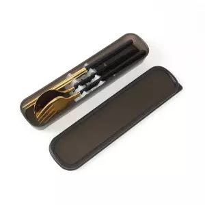 캠핑커트러리 숟가락 젓가락 블랙 수저통 양식기세트