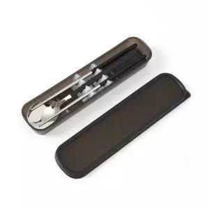 개인수저세트 검정 케이스 휴대용 도시락수저 한식기