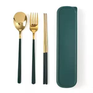캠핑커트러리 숟가락 젓가락 그린 수저통 수저포크