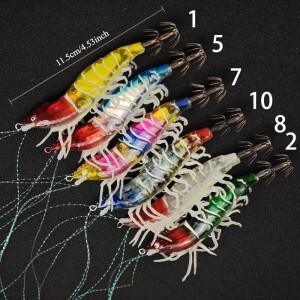 아키빅 6개/세트 시뮬레이션 새우 낚시 미끼 발광 지그 바닷물 오징어 용품