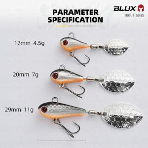 BLUX SPINTAIL 낚시 미끼 4.5g 7g 11g Mag Tail Spinner Shad Metal Vib 캐스팅 쇼어 지그 구리 블레이드