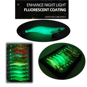 10개 발광 오징어 미끼 낚시 - 어둠 속에서 빛나는, 바다 및 보트 이상적