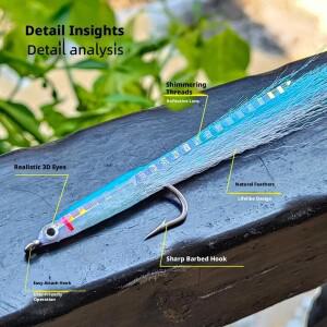 담수/해수 플라이 낚시용 샌드 엘/샌디엘 서프 캔디, 스테인리스 훅, 바다 송어 3D 리얼리스틱 피쉬 아이