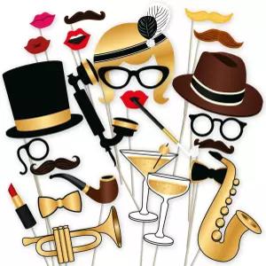 파티그래프의 사진 소품 결혼식 생일 또는 할리우드 위한 20년대 테마 DIY 포토 부스 재사용 가능 25피스