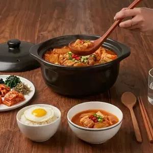오래쓰는 내열 전자레인지 오븐 냄비 계란찜 올블랙 뚝배기 2size
