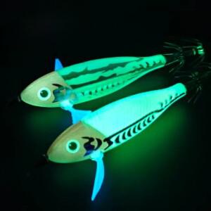 3개입 시뮬레이션 발광 목재 새우 미끼 리드 싱커 클램프 훅 오징어 바다 낚시 문어