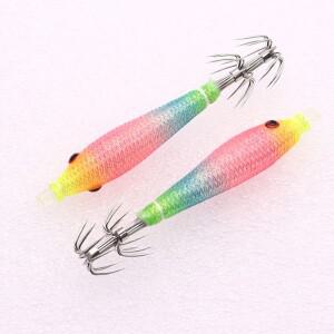 5개/가방 68mm천 롤 빛나는 UV 부는 튜브 낚시 문어 지그 나무 새우 미끼 오징어 후크 pesca 폭발