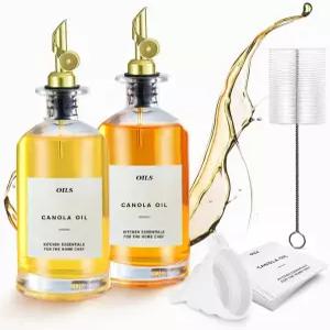 플래치데이 350ML 프리미엄 주방용 올리브 오일 디스펜서 병 우아한 요리용 분무기 식초 세트 2개 가정용