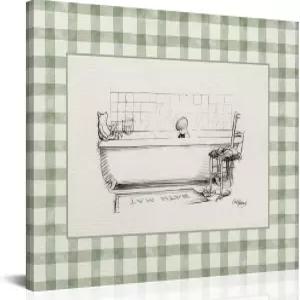 미니멀리스트 그린 스트라이프 욕실 액자 캔버스 월 아트 욕조 그림 벽 장식 재미있는 포스터 침실 거실