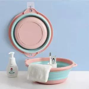 대형 욕실 세숫 대야 폴딩대야 핑크 세숫대야 보관 폴딩