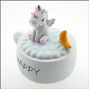 도자기 회전 오르골 커피잔과 유니콘과 달 우드오르골 수동오르골