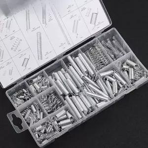 호환  200300PCS 스테인레스 스틸 압축 스프링 모음 전자 제품 수리 DIY 하드웨어 도구 강 아연 도금