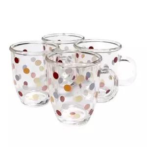 머그컵 4p 도트 유리컵 홈카페 커피잔 물컵 세트
