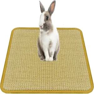 DYAUS 토끼 스크래치 패드 발톱과 관리를 위한 천연 사이살 매트 잠자는 둥지를 물 수 있는 실내 씹기 침대