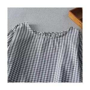 가을 원피스 여자 롱 하프 트렌디 아이템 라운드 칠부 체크 HT3